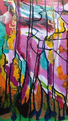 Forêt imaginaire #8 (détail) - Encres sur Papier - 30x40 cm