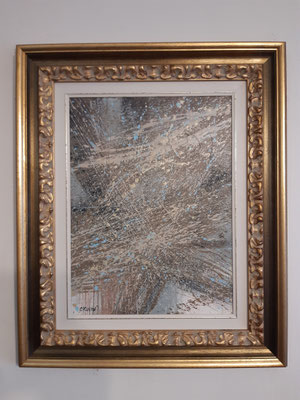 “Schiaffo morale” con esempio di cornice, tecnica mista su tela, cm. 30 x 40 – € 250