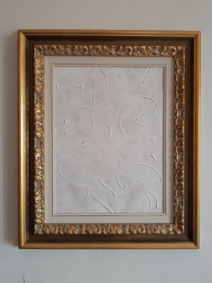 “Tracks under the snow” con cornice d’esempio, tecnica mista su carta, cm. 30 x 40 - € 150