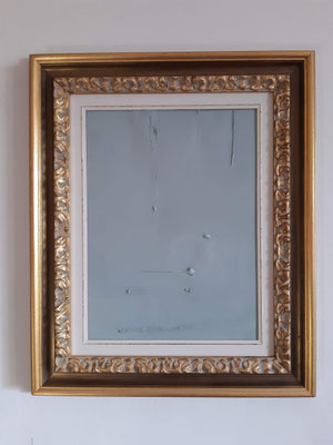 “Bilanciamento in grigio” con cornice d’esempio, tecnica mista su carta, cm. 30 x 40 - € 150