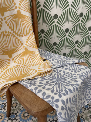Experience our exclusive block-printed fabrics, with sample designs crafted by Anja Vanal, the Swiss-based Art Director of Maasa Production. Our in-house manufacturing facility in Delhi, India, brings these designs to life, ensuring quality and authentici