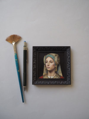 Lady of Heliké, Awarded by The Royal Society of Miniature Painters, with "The Mundy Sovereign Portrait Award" and "Award for First Time Exhibitor"