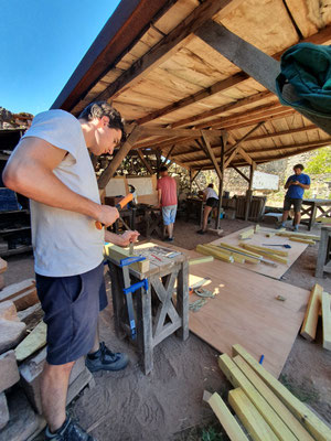 Chantier charpente, Calmont d'Olt, espalion, Aveyron