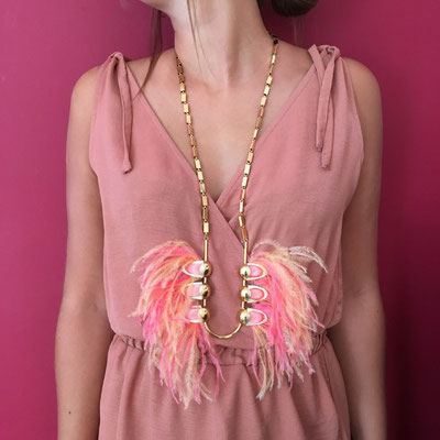 Collier Crazy en plumes