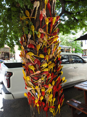 Löffelsammlung in einem Straßencafe Stellenboschs