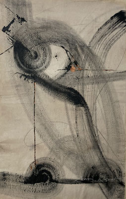 'eye of instinct.I.' 2024. mixed media on linen. 65x100cm