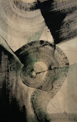 'open.senses' 2024. mixed media on linen. 68x105cm