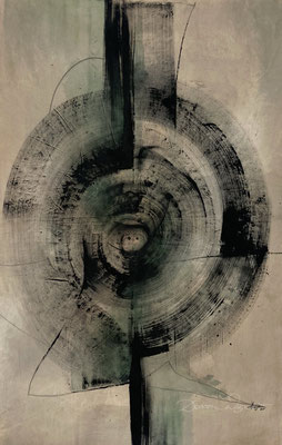 'open.force' 2024. mixed media on linen. 68x105cm