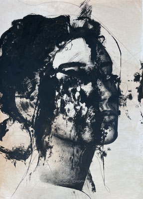 'horm.no1' 2025. mixed media on paper. 50x70cm