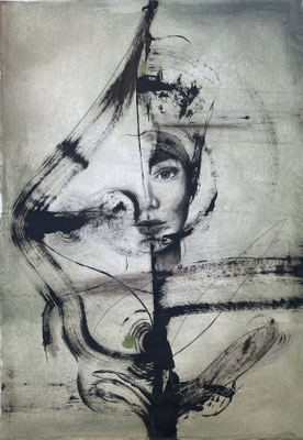 'Q.of.herself.' 2024. mixed media on paper. 70x100cm