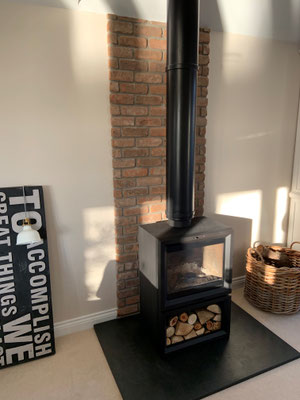 Brick Edged Fireplace Panel in Retro Barn Stock Brick