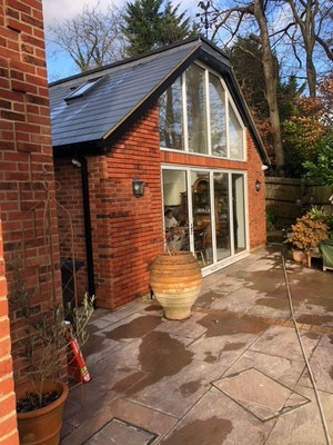 Brick slip traker panels adopted on garage extension