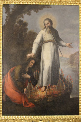 Lienzo y marco de La Apocalipsis de San Juan, anónimo del S. XVII. Parroquia de San Vicente, Sevilla.