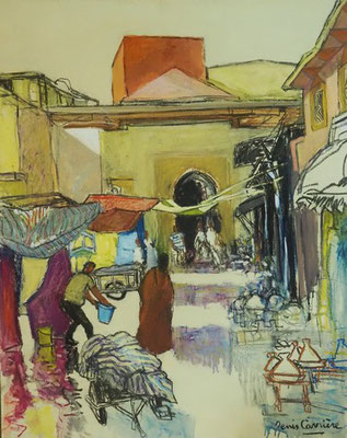 23-Maroc, Taza haut, technique mixte (fusain, pastel, huile) sur bois médium, 65 cm x 81 cm, prix : 950 €