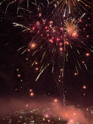Silvester Feuerwerk über Tallahassee von oben aus