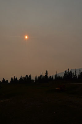Waldbrände in Kanada, Nationalparks, Jasper, Rauchwolke, Smog, Camping in Kanada