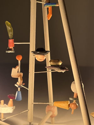 peanut - detail - 2024 - wood, brass, metal, glas, oil paint, acrylic paint, gouache -  30 x 24 x 24 cm