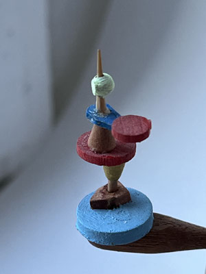 rabbit ear - detail - 2024 -. wood, glas, metal, brass, fluoride crystal, oil paint; 30 x 24 x 24 cm