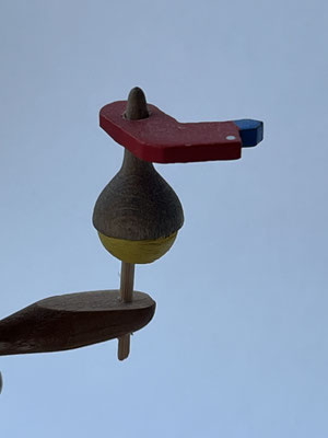 rabbit ear - detail - 2024 -. wood, glas, metal, brass, fluoride crystal, oil paint; 30 x 24 x 24 cm