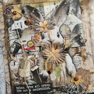 TATTERED BUNNY COLLAGE BOOK - LUISE HEINZL - JUNK JOURNAL ART