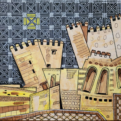FORT uit de serie Alhambra - acrylverf op schilderspaneel - 25 X 25 - verkoopprijs € 50