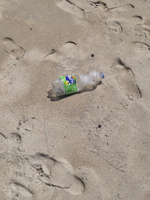 Leider auch das: Abfall von hirnlosen Menschen am Strand...