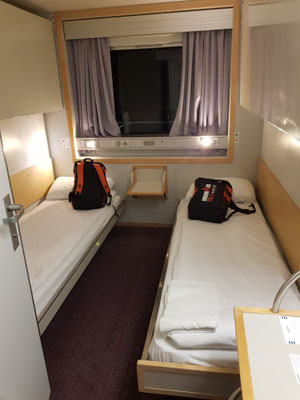 Unser Zimmer für die Überfahrt in der Nacht nach Frankreich