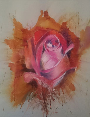 rose - pastel et acrylique - 50x40