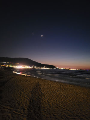 Abendstimmung mit Mond, Venus und Mars