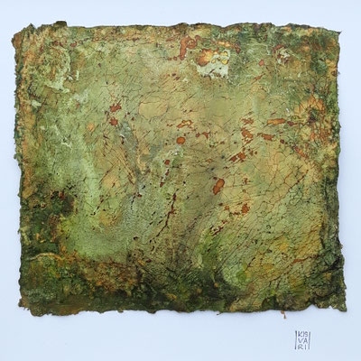 Mossy ground, Fresco auf Seidelbastpapier, schwebend gerahmt, 20*22cm (2022 gespendet für Benefizauktion Hospiz Helenenstift, HH)