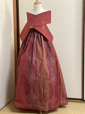 No.8　　紅が着ていた銘仙の着物。擦り切れて