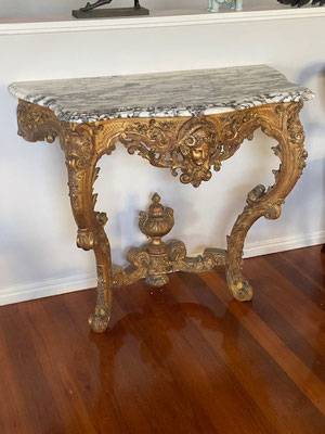 French Gilt console table with marble top   Circa 1850 $ 1850