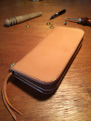 Long Wallet #2 .      Material : Hermann Oak Leather . brass/ Size : 195mm × 102mm × T 18mm