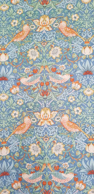 Vorhang aus Baumwolle William Morris M001MA Marine Erdbeerdieb
