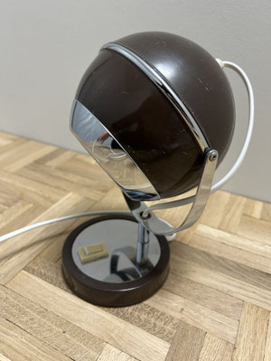 Spage Age eyeball tafel/wand lamp bruin chroom