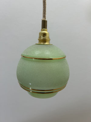Hanglampje bol van gesuikerd glas groen