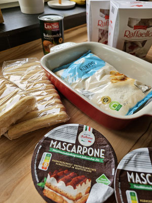 Zutaten für Raffaello Tiramisu