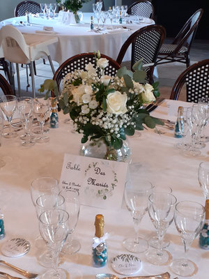 centre de table mariage 40 euros domaine de Roiffé Le Clos des Roses 49 