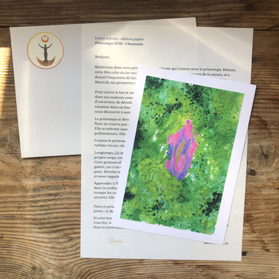 Lettre colorée édition papier de Lorina, une correspondance artistique saisonnière