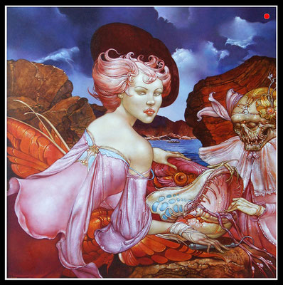 "Die schöne Fischerin mit Gehilfen"   60x60cm, Öl/MP, 2011 -  VERKAUFT