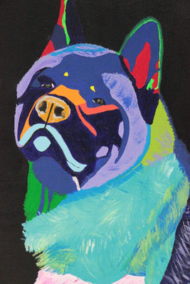 "Akita colorful" Acrylfarbe auf 30x40 cm Keilrahmen