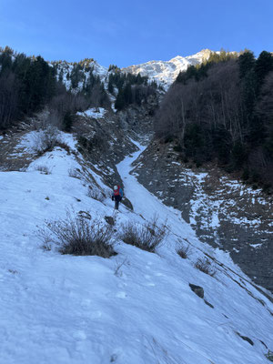 Noch im Zustieg zur ersten Eisstufe