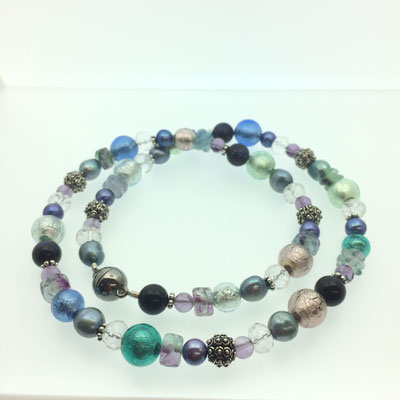 Kette aus Muranoglas mit Silber und Edelsteinen