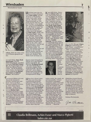 Wiesbadener Kurier, 2002, ART DINNER zur Ausstellung 479QMKUNST mit Johann Lafer, Kurator: von Leander Rubrecht, IVG Immobilien