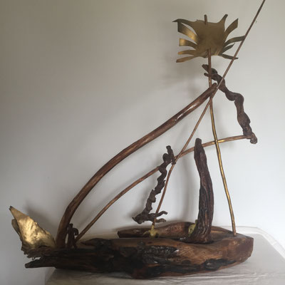 Bateau - 2018 - Christian Dupont - 75x90 - Sculpture - Bois flotté - métal - 350 € - N1