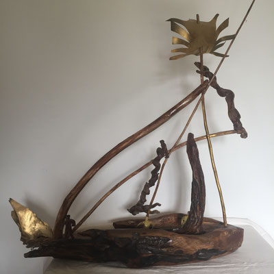 Bateau - 2018 - Christian Dupont - 75x90 - Sculpture - Bois flotté - metal - 350 € - N1
