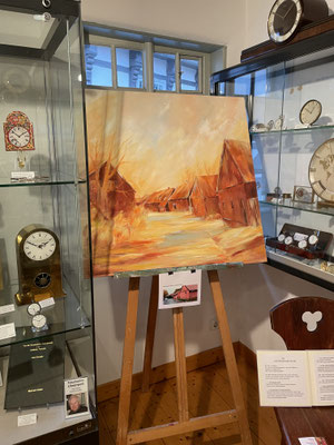 Ein Acrylgemälde von Ellen Hentschel in der Uhrensammlung.