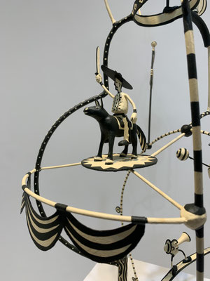 Mr. Peanut  2022  (detail) Acrylic on steel, paper, wire, epoxy, wood. 43 x 17 x 14”