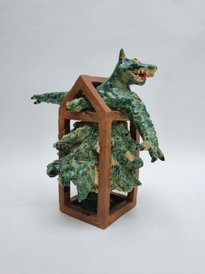 Biest, 2021, Steinzeug, glasiert, 29x27x22cm