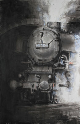  "Dampf"   Mischtechnik, Arches-Bütten, Grain Torchon, 66x102 cm  